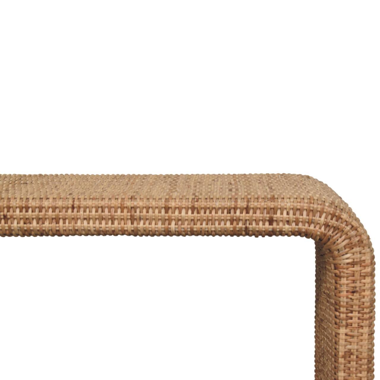 Back. Artisan Furniture - Artisan Furniture Solid Wood Rattan Weave Bench - Brown.