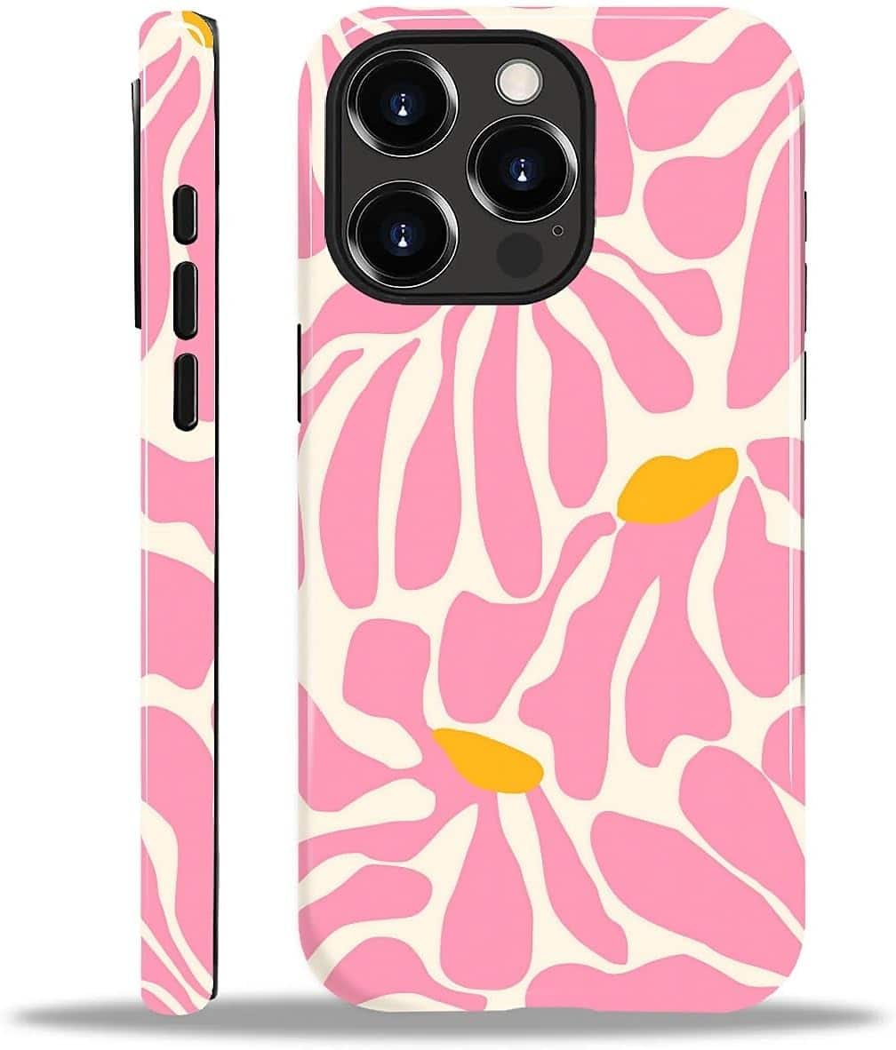 BUBM - Smartphone Case for iPhone 14 Pro - 2-Layer Durable Smartphone Protection Case - A-Matisse Pink Flower