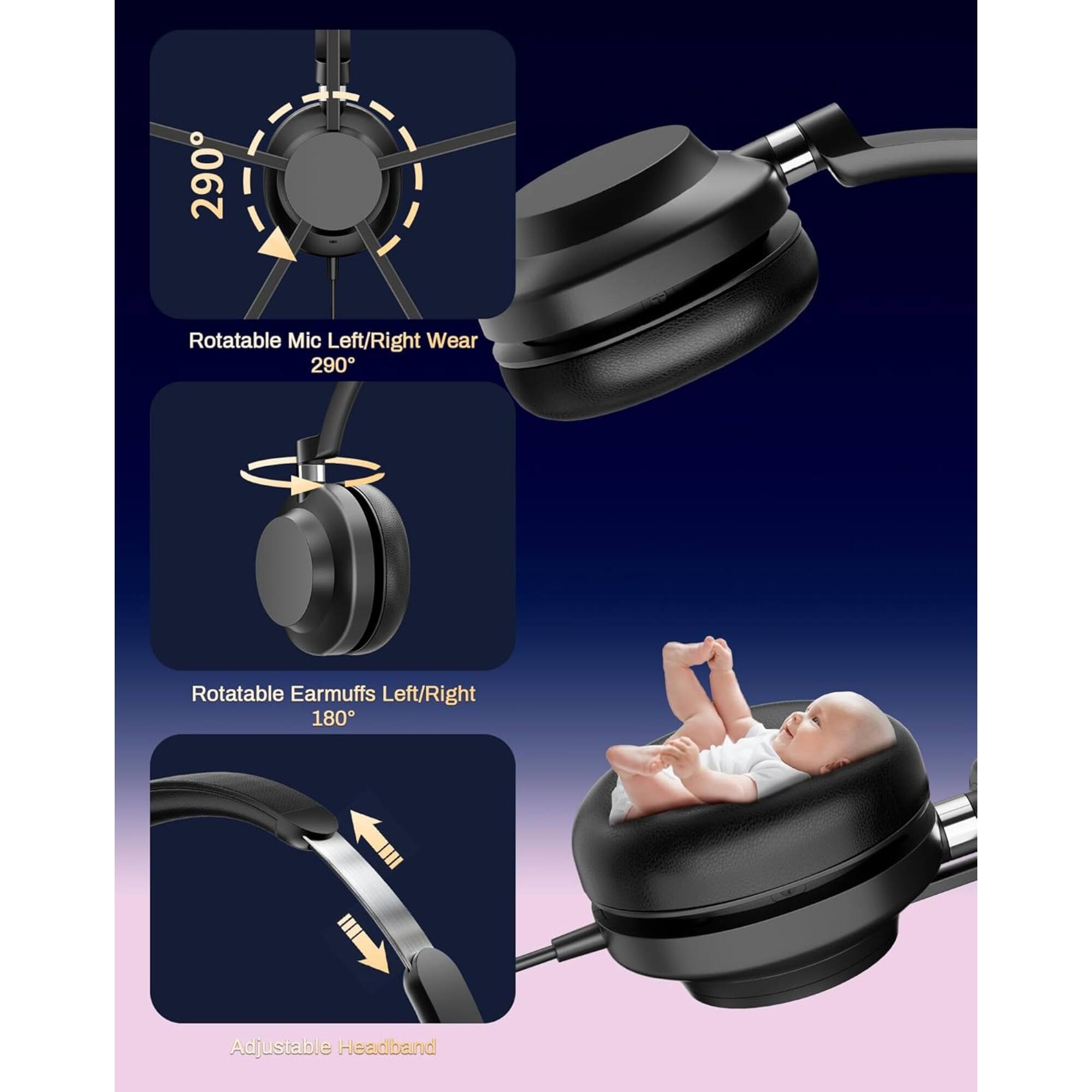 290° Rotatable Mic Left/Right Wear  
290° Rotatable Earmuffs Left/Right  
180° Adjustable Headband