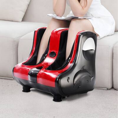 Costway Shiatsu Kneading Rolling Vibration Heating Foot Calf Leg Massager Red Costway Shiatsu Kneading Rolling Vibration Heating Foot Calf Leg Massager Red