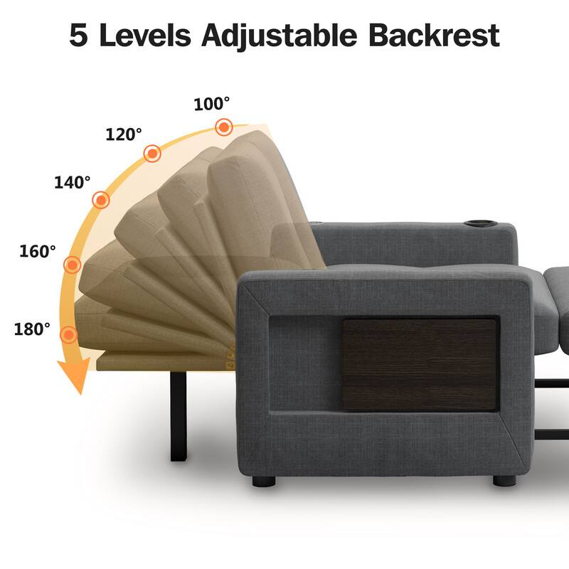 5 Levels Adjustable Backrest

100°  
120°  
140°  
160°  
180°