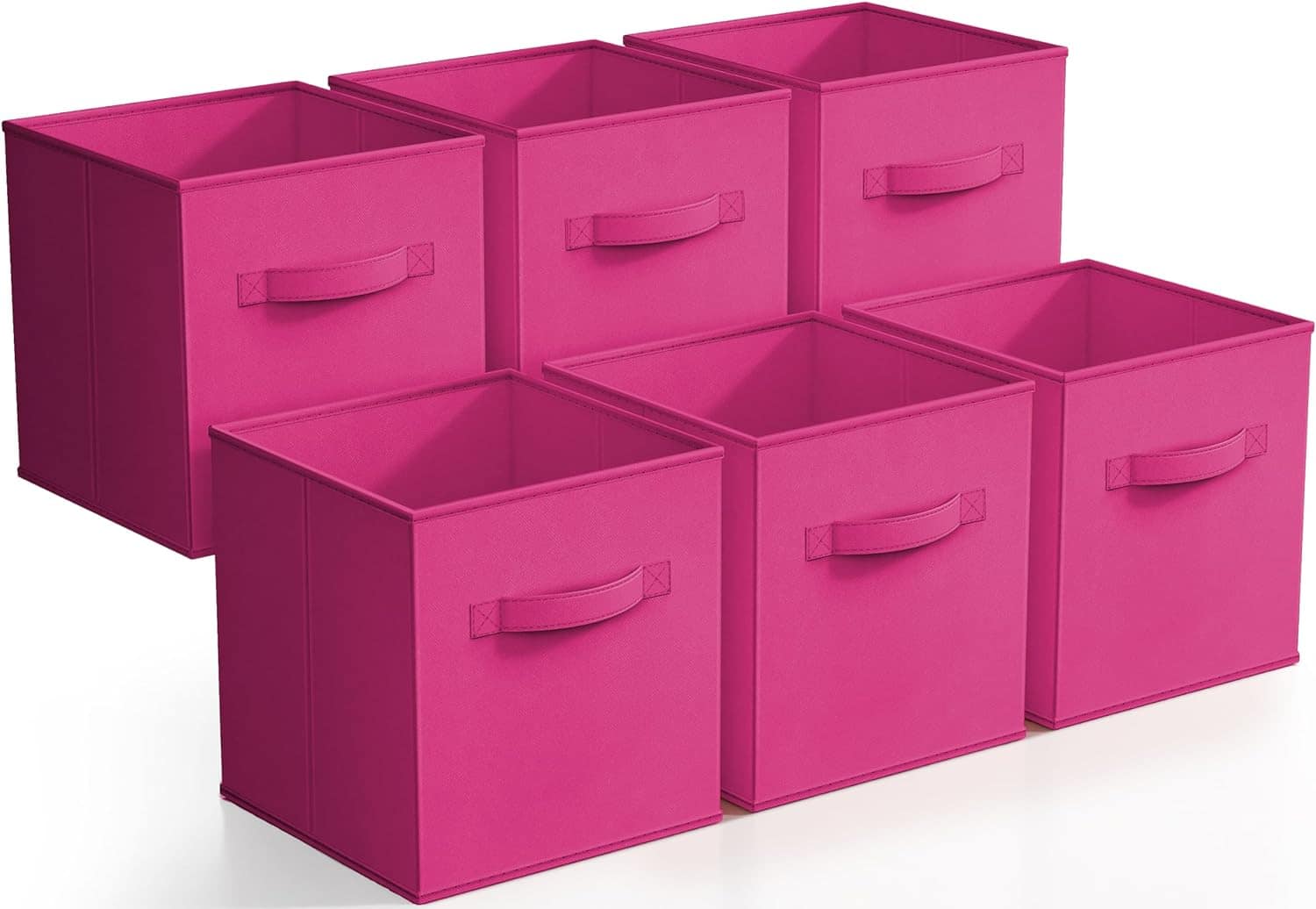 Front. Sorbus - Sorbus Foldable Storage Cubes - 6 Fabric Baskets for Organizing Pantry, Closet, Shelf, Nursery, Playroom, Toy Box, Cubby - Pink.