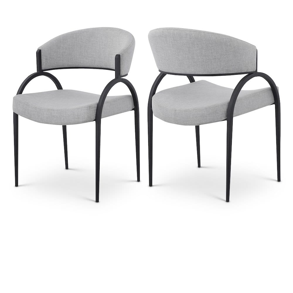 Meridian Furniture - Privet Grey Linen Textured Fabric Dining Chair, Set of 2 - Gray