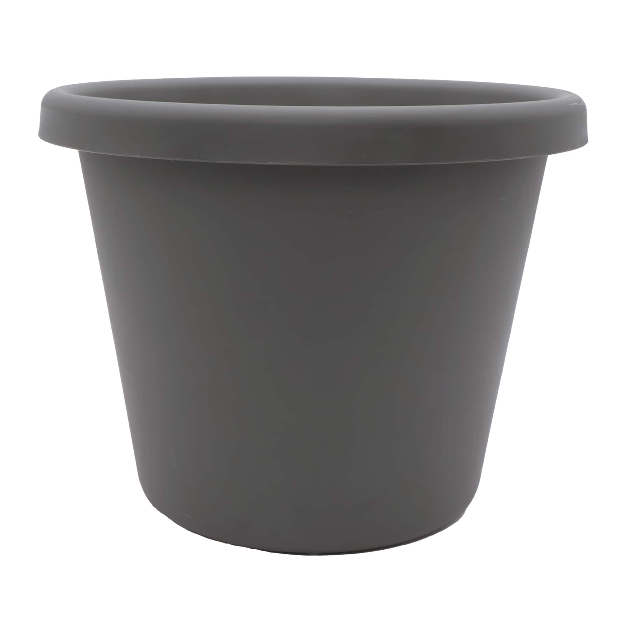 The HC Companies - 14 Inch Round Classic Planter, Plastic Plant Pot, Warm Gray