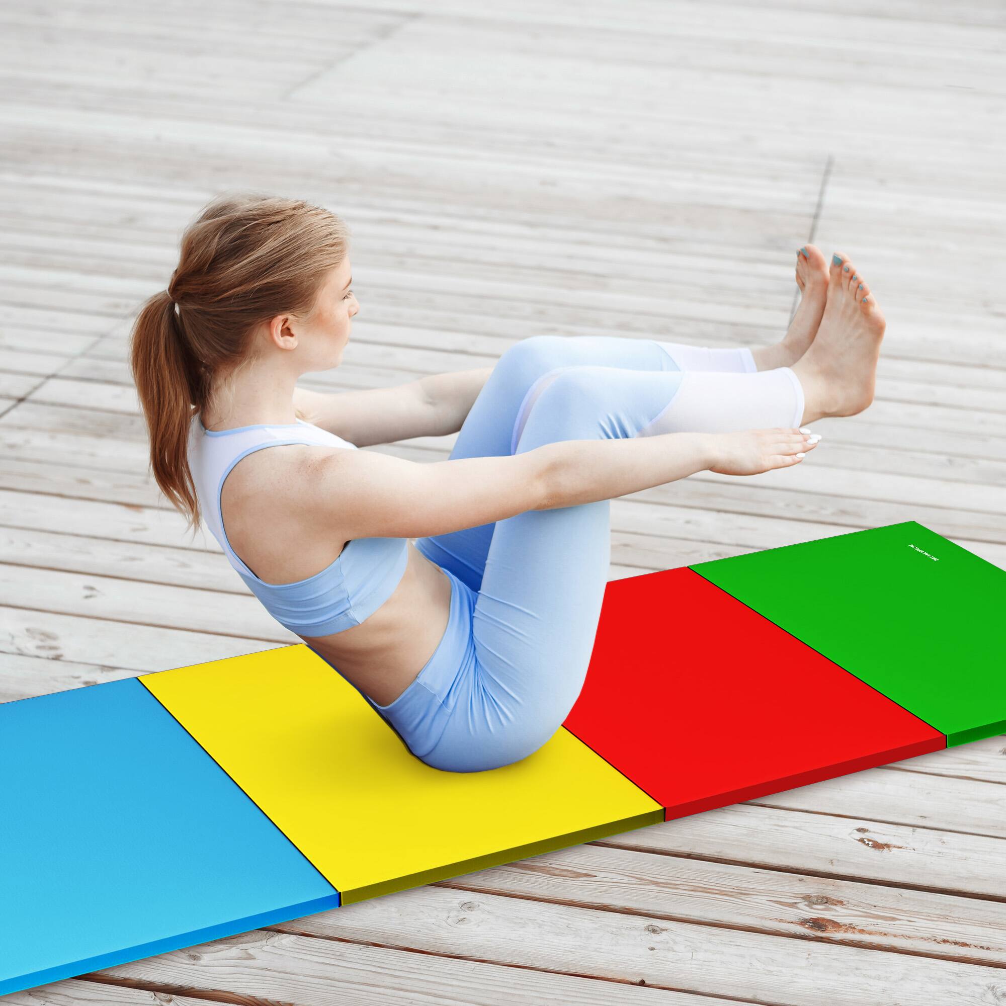 Alt View 5. BalanceFrom Fitness - BalanceFrom 4' x 8' x 2" All Purpose Folding Fitness Gymnastics Gym Mat, Multi - Multi-Color.