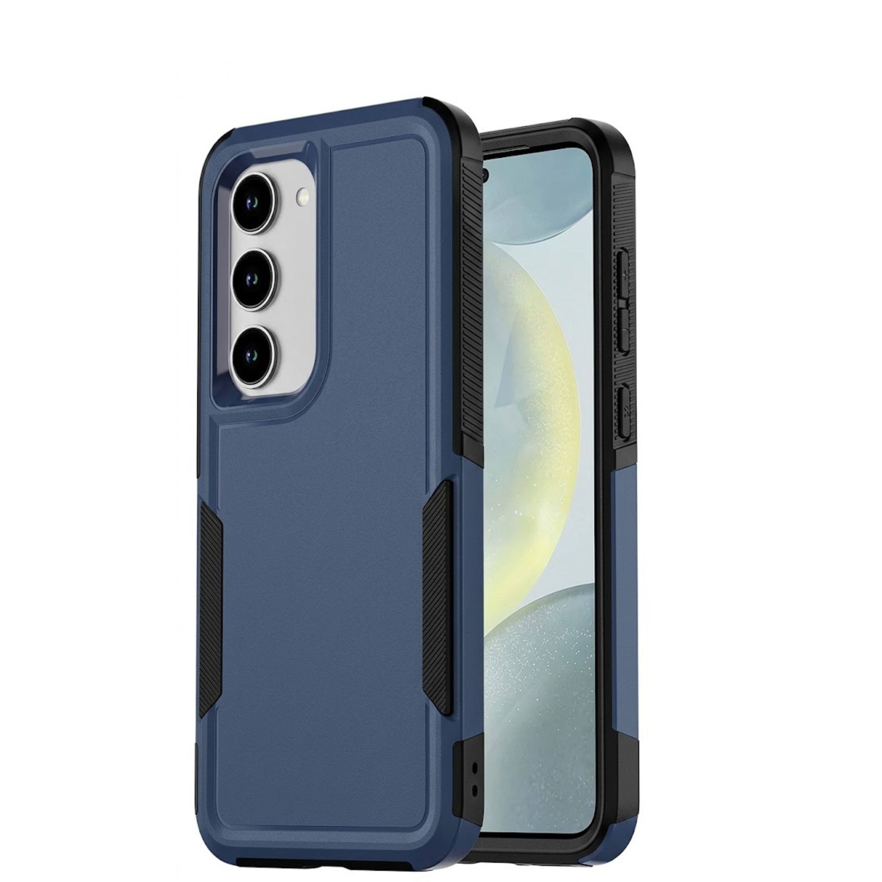 Front. Kitcheniva - Rugged Shockproof Protective Case With Tempered Glass For Samsung Galaxy A14 Blue - Blue.
