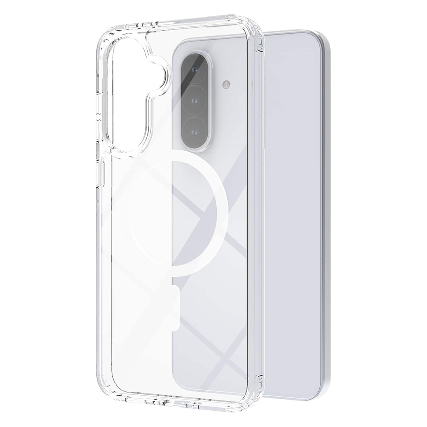 Dteck - Magnetic Case for Samsung Galaxy A36 5G/A56 Slim Anti Yellow Hard PC Shockproof Cover Wireless Charging Compatible - Clear