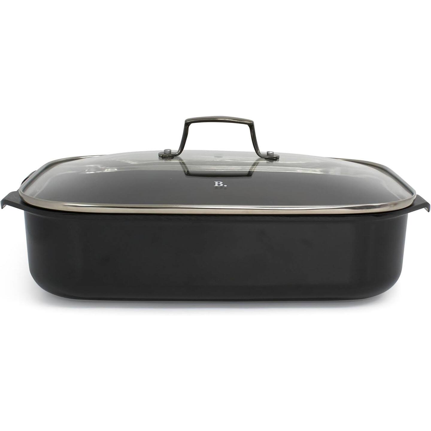 Alt View 2. BLU - Blu. Cookware Roasting Pan with Lid and Roasting Rack, Non-Toxic - Black.