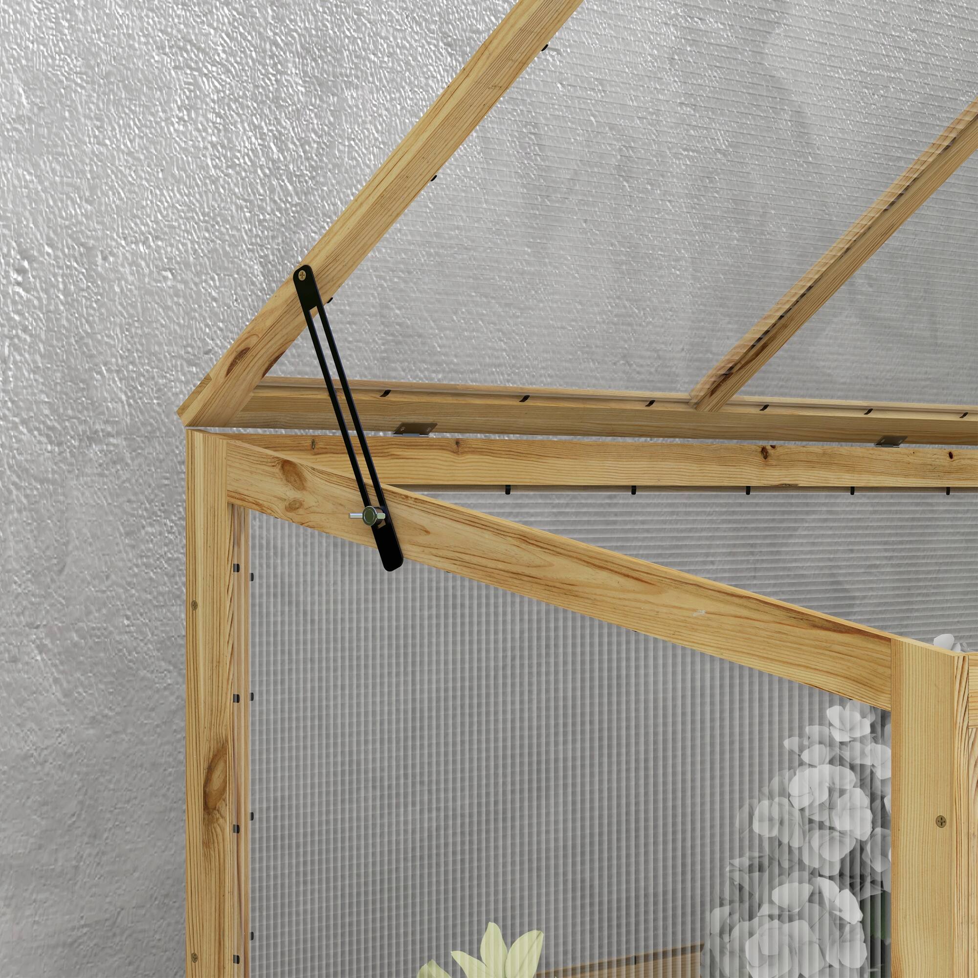 Alt View 8. Outsunny - Raised Garden Bed with Polycarbonate Greenhouse, Lean-to Garden Wooden Cold Frame Greenhouse, 41" x 22.5" x 28.25".