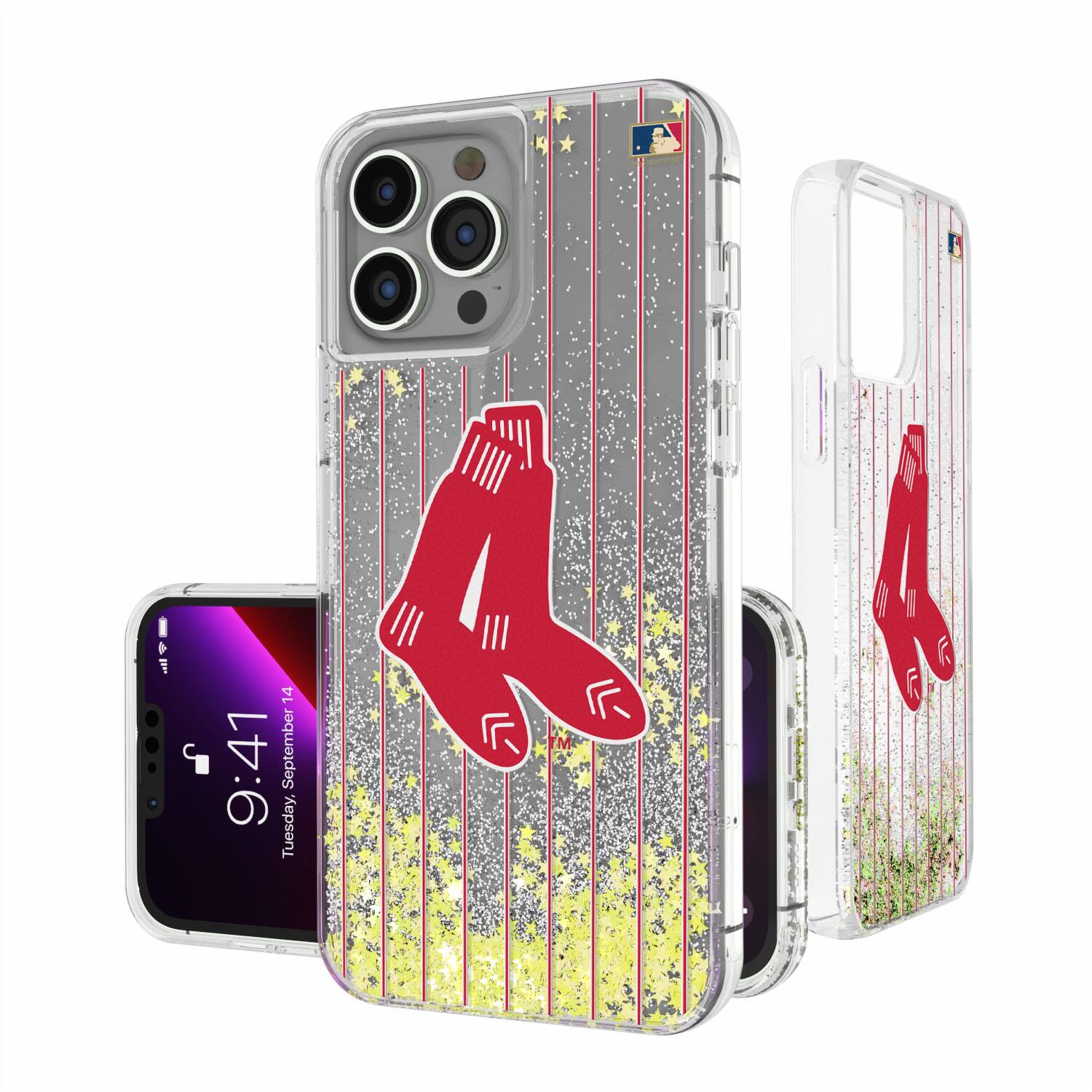 Keyscaper - MLB - Boston Red Sox - 1924-1960 Cooperstown Pinstripe iPhone Glitter Case - 13 Pro - Multicolor
