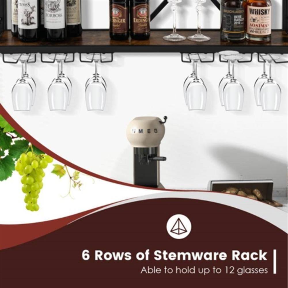 6 Rows of Stemware Rack  
Able to hold up to 12 glasses