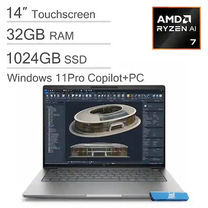 14" Touchscreen
AMD Ryzen AI 7
32GB RAM
1024GB SSD
Windows 11 Pro Copilot+PC
