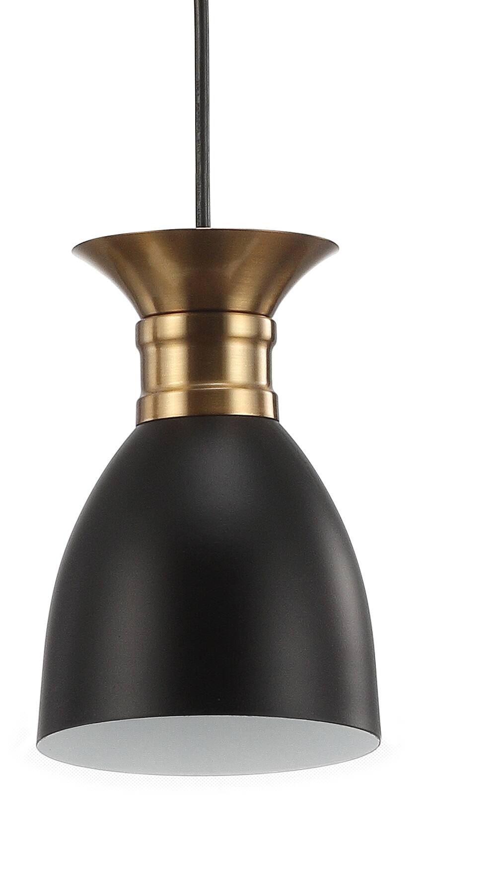 Alt View 4. Jonathan Y - Edison 33.25" Linear 3-Light Metal Linear LED Pendant, Black/Brass Gold - Black/Brass Gold.