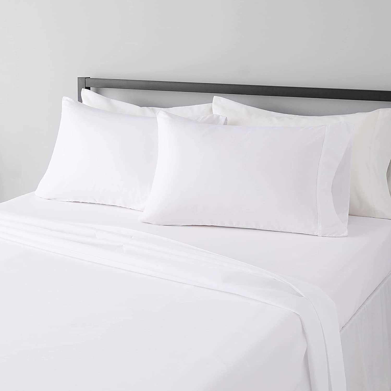 Angle. J&V TEXTILES - 1000 Thread Count Deep Pocket Luxury Sheets - White - White.