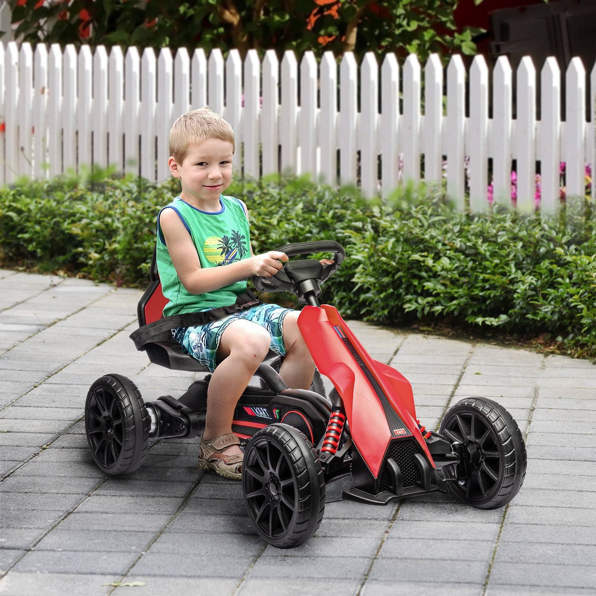 Angle. Aosom - 12V Electric Go Kart for Kids, Outdoor Ride-On Toy with F/B Drive, Adjustable Speed, Gift for Child 3-8.