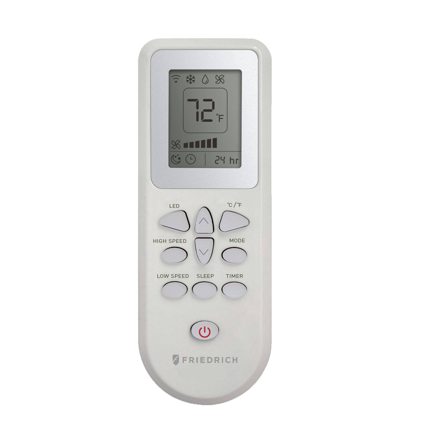72°F  
24 hr  
LED  
C/F  
HIGH SPEED  
LOW SPEED  
SLEEP TIMER  
FRIEDRICH