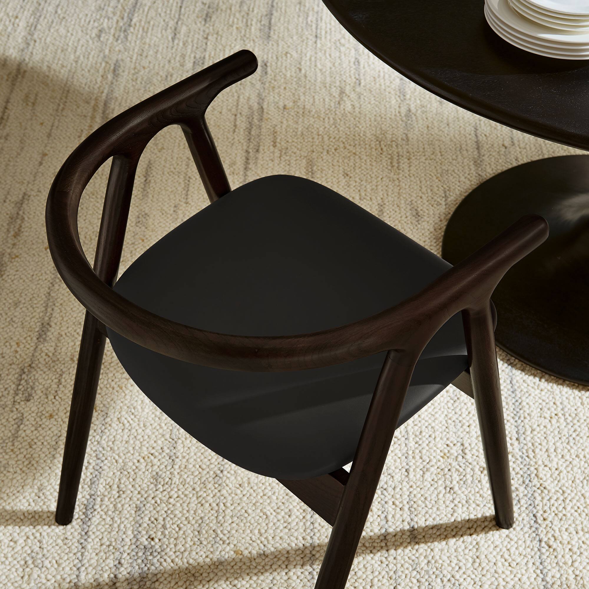 Alt View 5. Modway - Henry Vegan Leather and Wood Dining Chair by Modway - Black.
