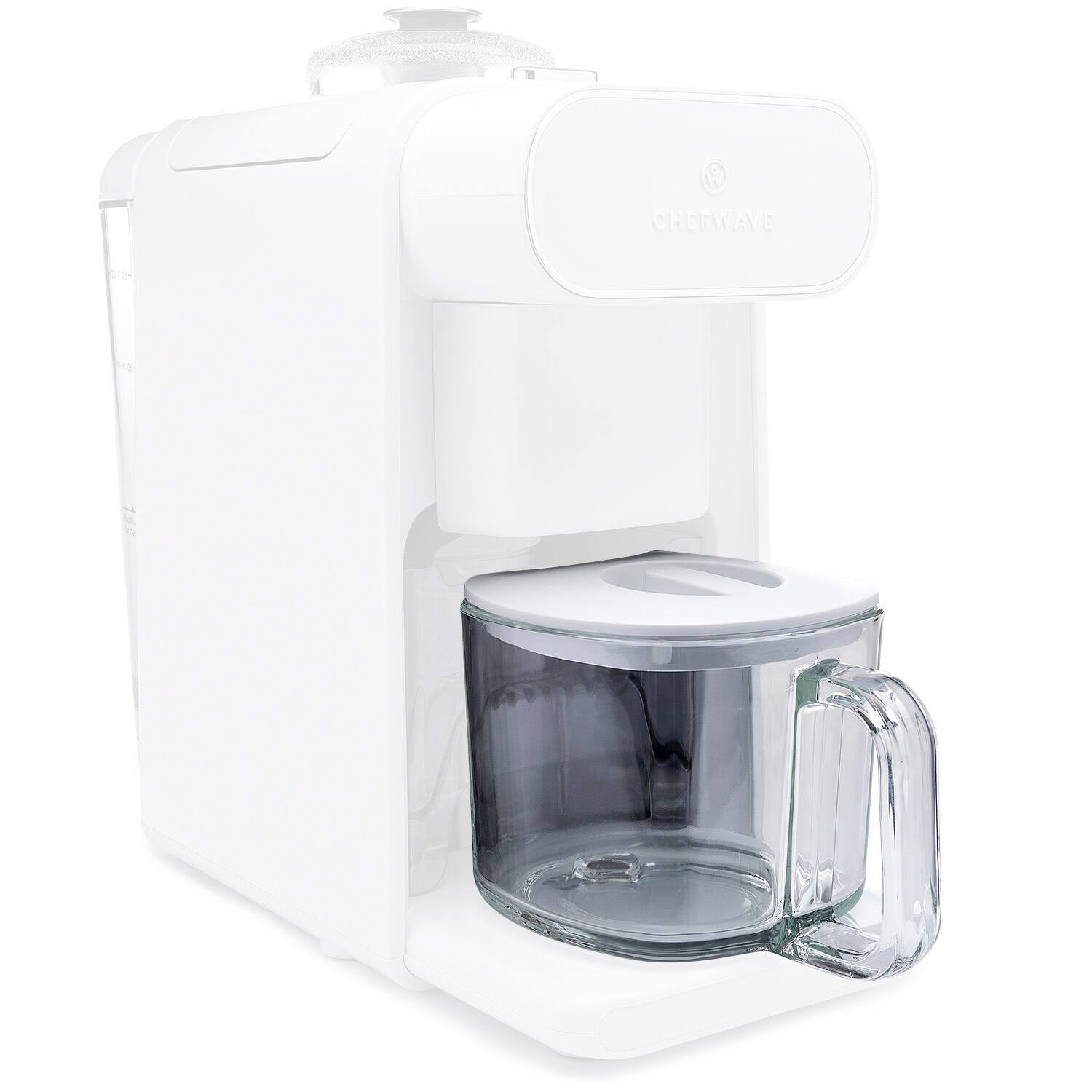 Angle. ChefWave - Glass Pitcher with Lid for the ChefWave Milkmade Non-Dairy Milk Maker CW-NMM.