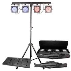 Front. CHAUVET DJ - CHAUVET DJ 4BAR USB DMX LED Wash Light System w/Tripod, Travel Bags & Footswitch - Black.