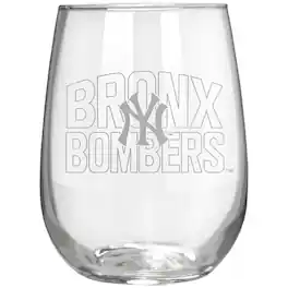 Great American Products - New York Yankees Etched 17oz. Rally Cry Stemless Wine Glass - Multicolor