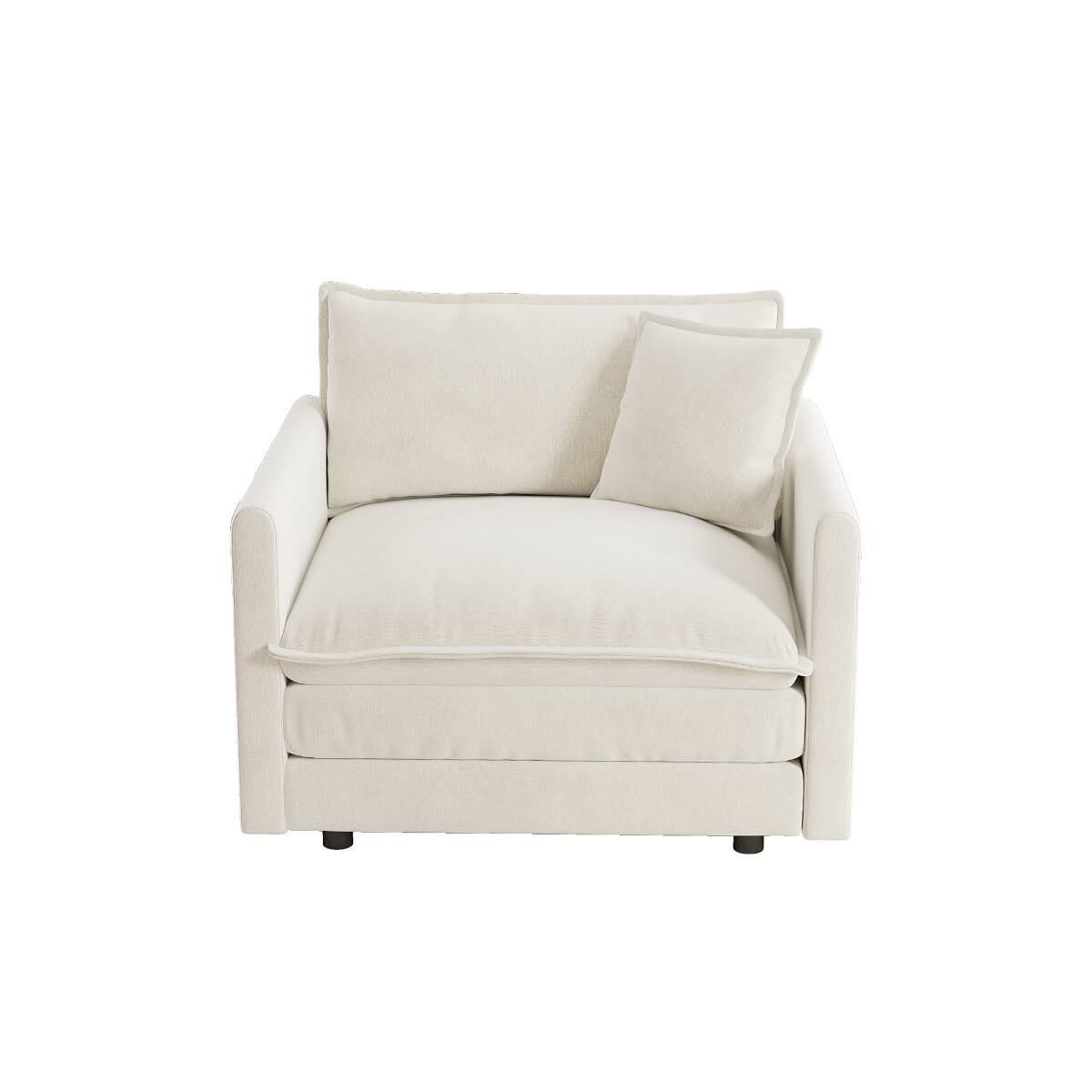 Alt View 1. Ropilly - Ropilly White Chenille Single Seat Sofa Deep Seat Upholstered Reading Armchair with Toss Pillow - White.