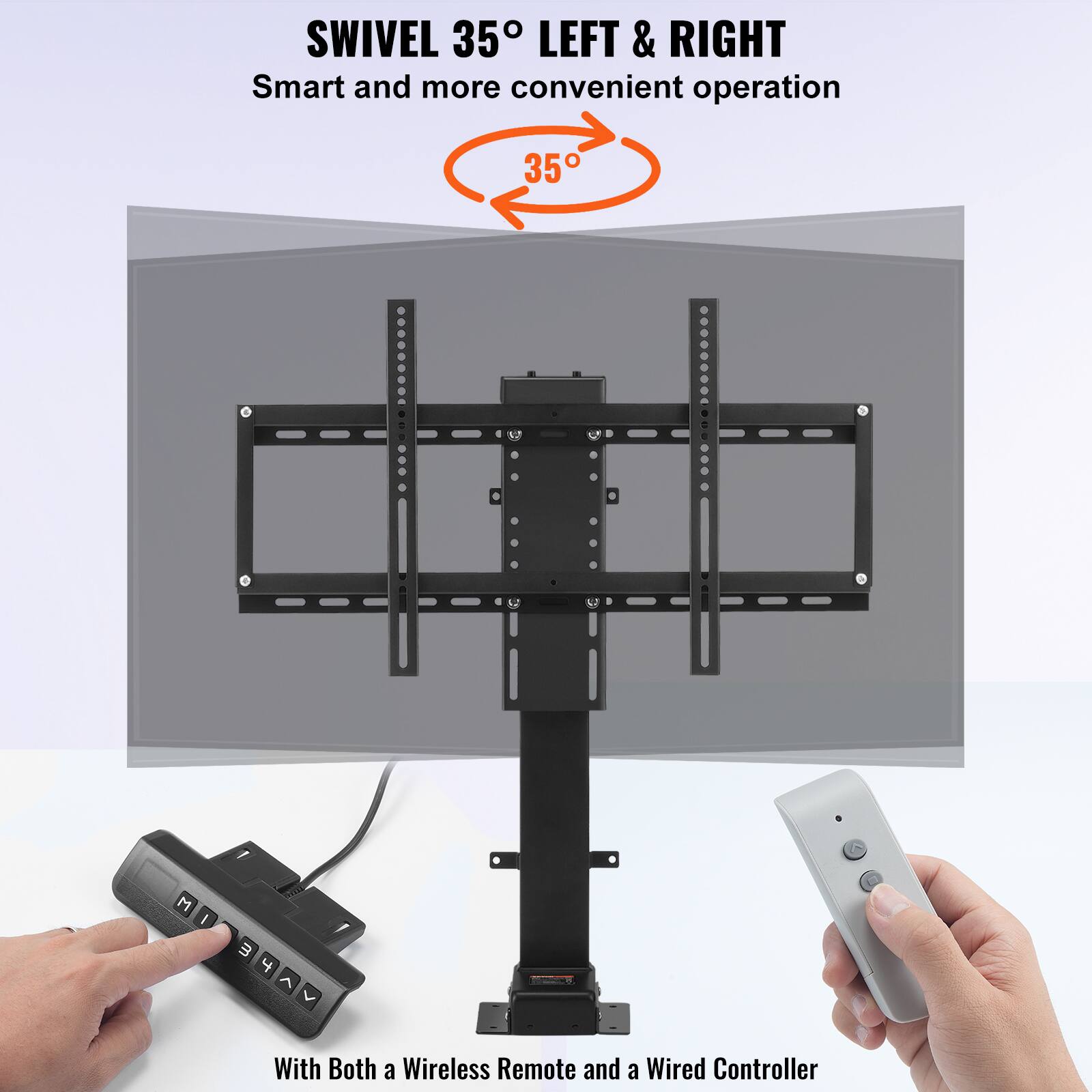 SWIVEL 35° LEFT & RIGHT  
Smart and more convenient operation  

With Both a Wireless Remote and a Wired Controller