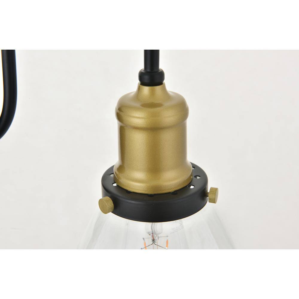 Alt View 1. Living District - Histoire 1 light brass and black Wall Sconce - Brass And Black And Clear.