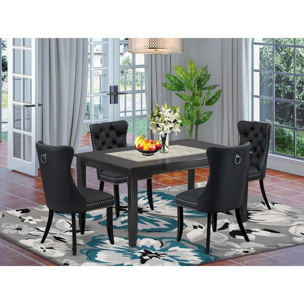 Alt View 7. East West Furniture - 5 Piece Kitchen Table Set - Black.