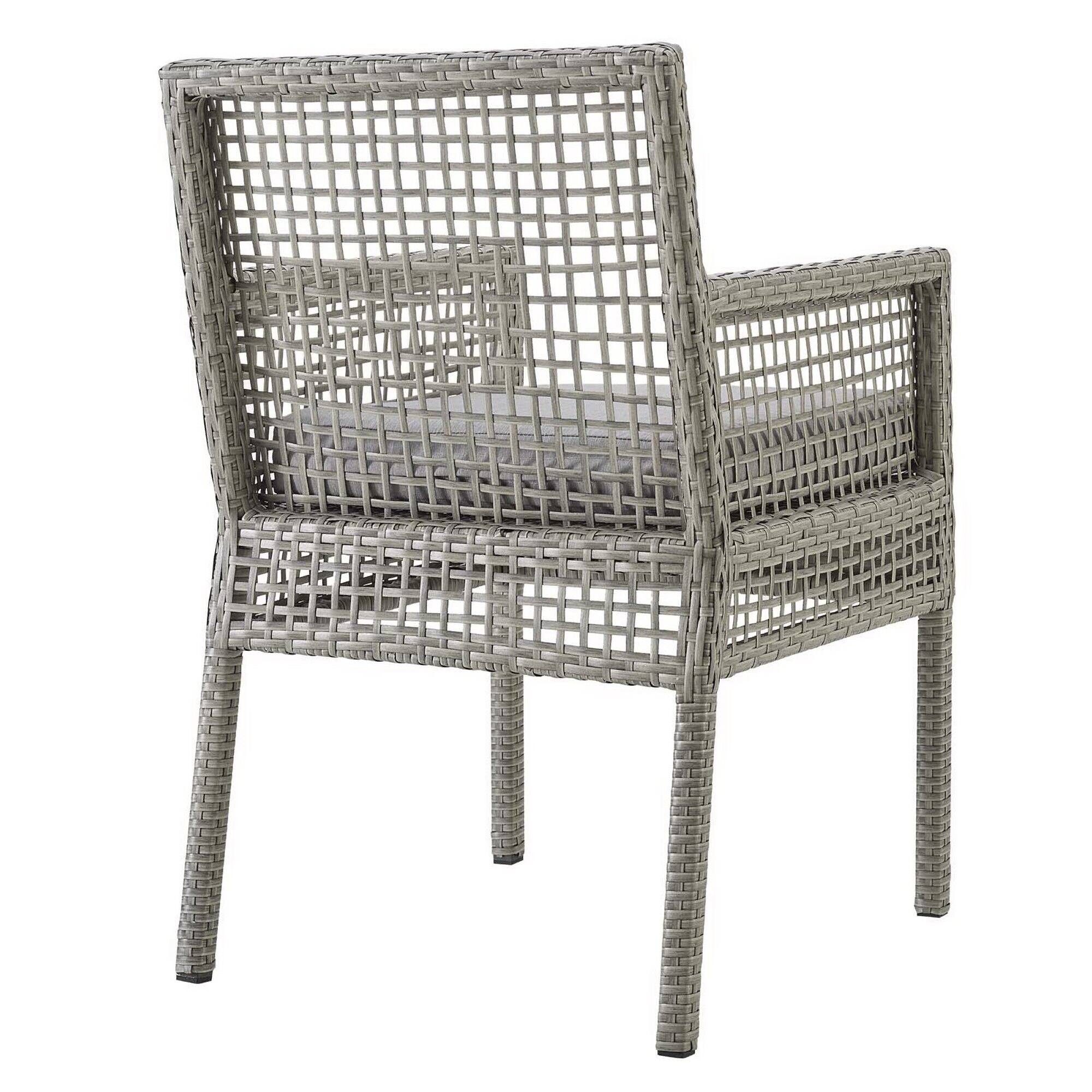 Alt View 1. Modway - Aura Outdoor Patio Wicker Rattan Dining Armchair Set of 4 by Modway - Gray Gray.