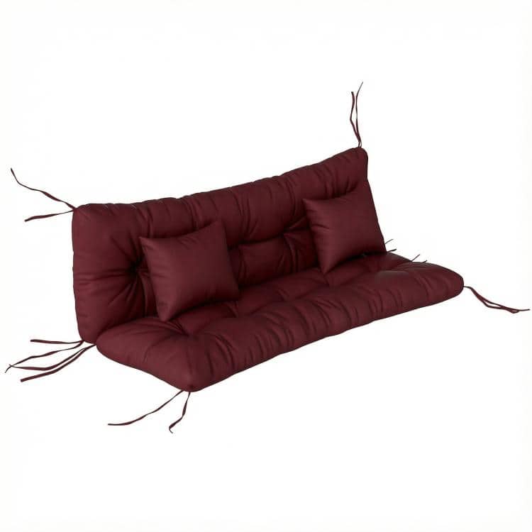 PULUZ - 4-Piece Back and Seat Cushion Pillows Replacement and Pillows, Patio Chair Cushions Set with Ties - Wine Red