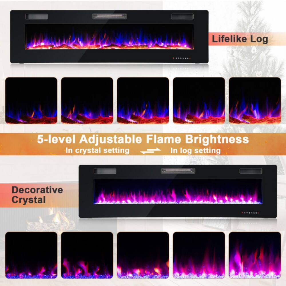 Lifelike Log

5-level Adjustable Flame Brightness  
In crystal setting  
In log setting

Decorative Crystal