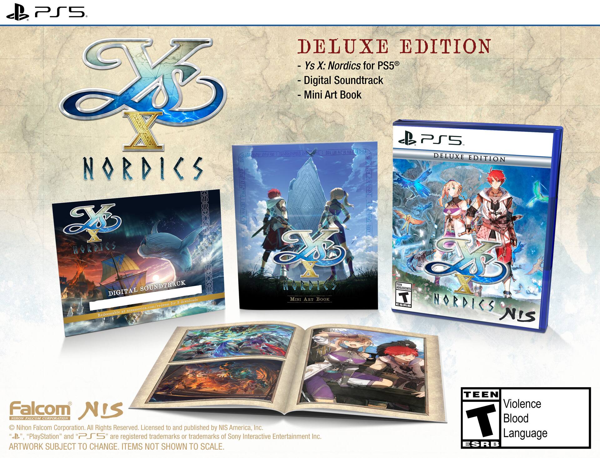 PS5 Deluxe Edition - Ys X: Nordics for PS5 & -Digital Soundtrack -Mini Art Book X PS5.