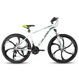 HILAND - H200 26" Mountain Bike for Men Women - 6 Spokes Wheel - White