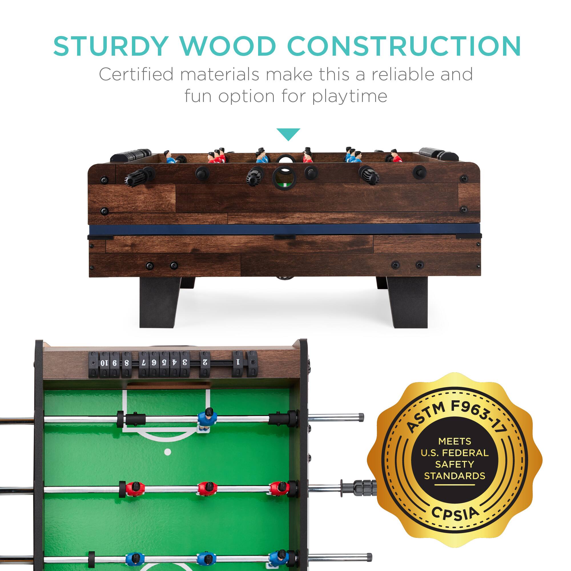 STURDY WOOD CONSTRUCTION

Certified materials make this a reliable and fun option for playtime.

ASTM F963-17 MEETS U.S. FEDERAL SAFETY STANDARDS CPSIA