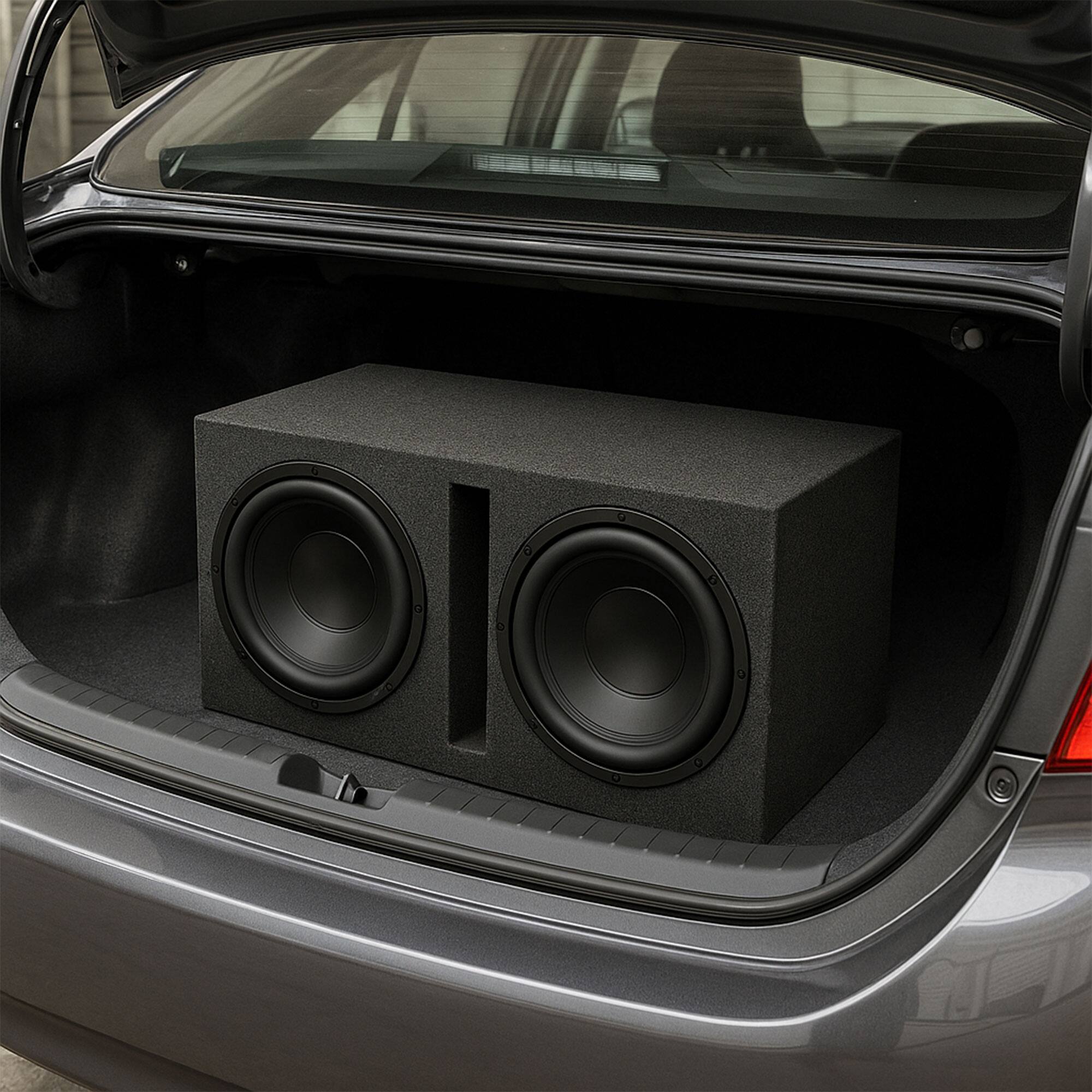 Alt View 2. QPower - Q Power QBASS Dual 10 Inch Heavy Duty Car Audio Subwoofer Enclosure Box - Charcoal Gray.