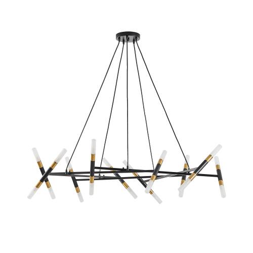 Angle. LISM - 41" Black Modern Chandelier Light Fixture Branch Design Adjustable Height with Frosted Tubes (Bulb Not Included) - Black.