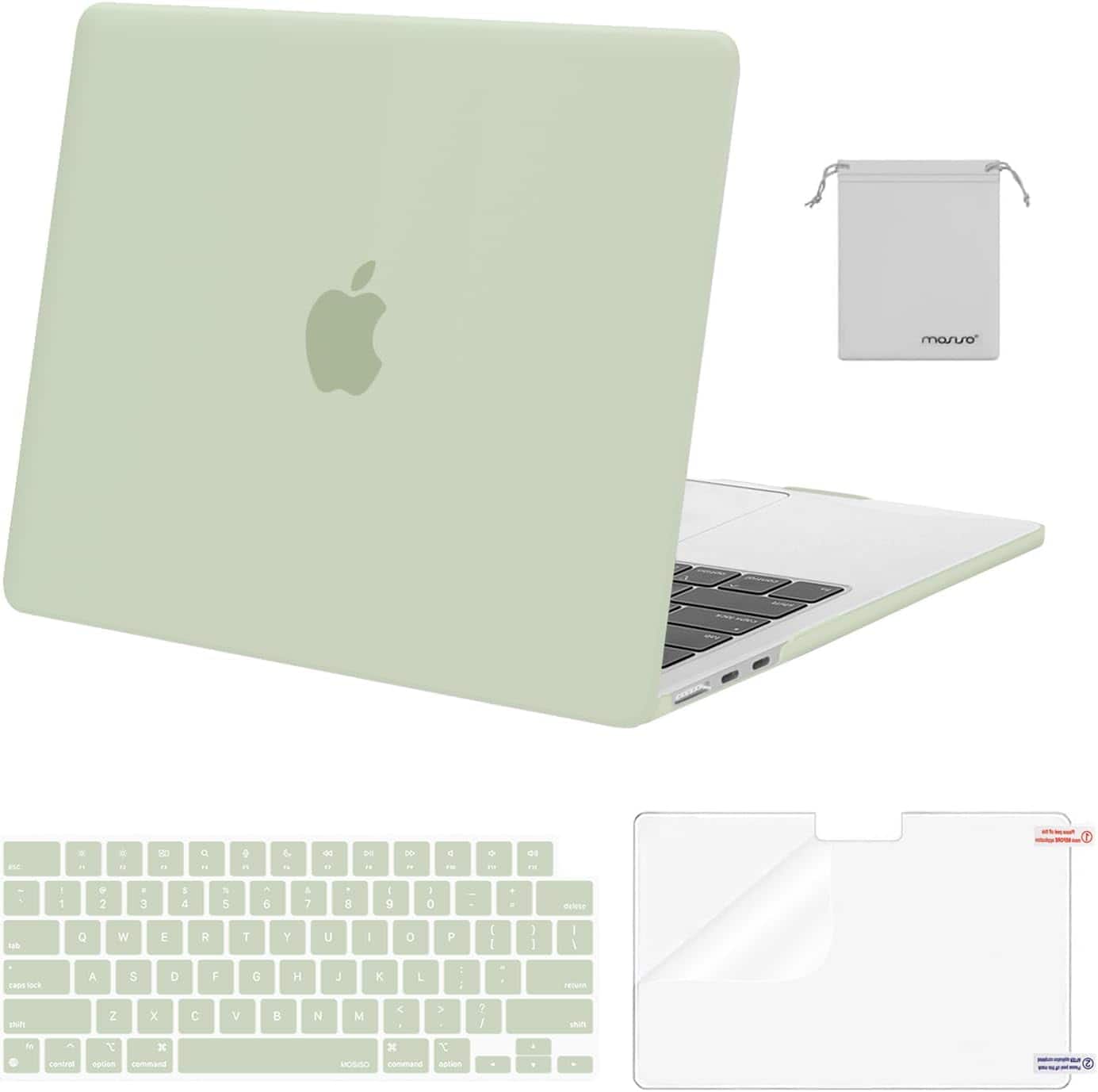mosiso - Case for 13-inch MacBook Air M5 A3449 M4 A3240 M3 A3113 M2 A2681 with Keyboard Cover Screen Protector and Pouch - Sage Green