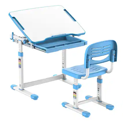 Front. Mount-It! - Mount-It! Children's Desk and Chair Set — Adjustable Kids Study Table with Chair for Home or School, Blue - Blue.
