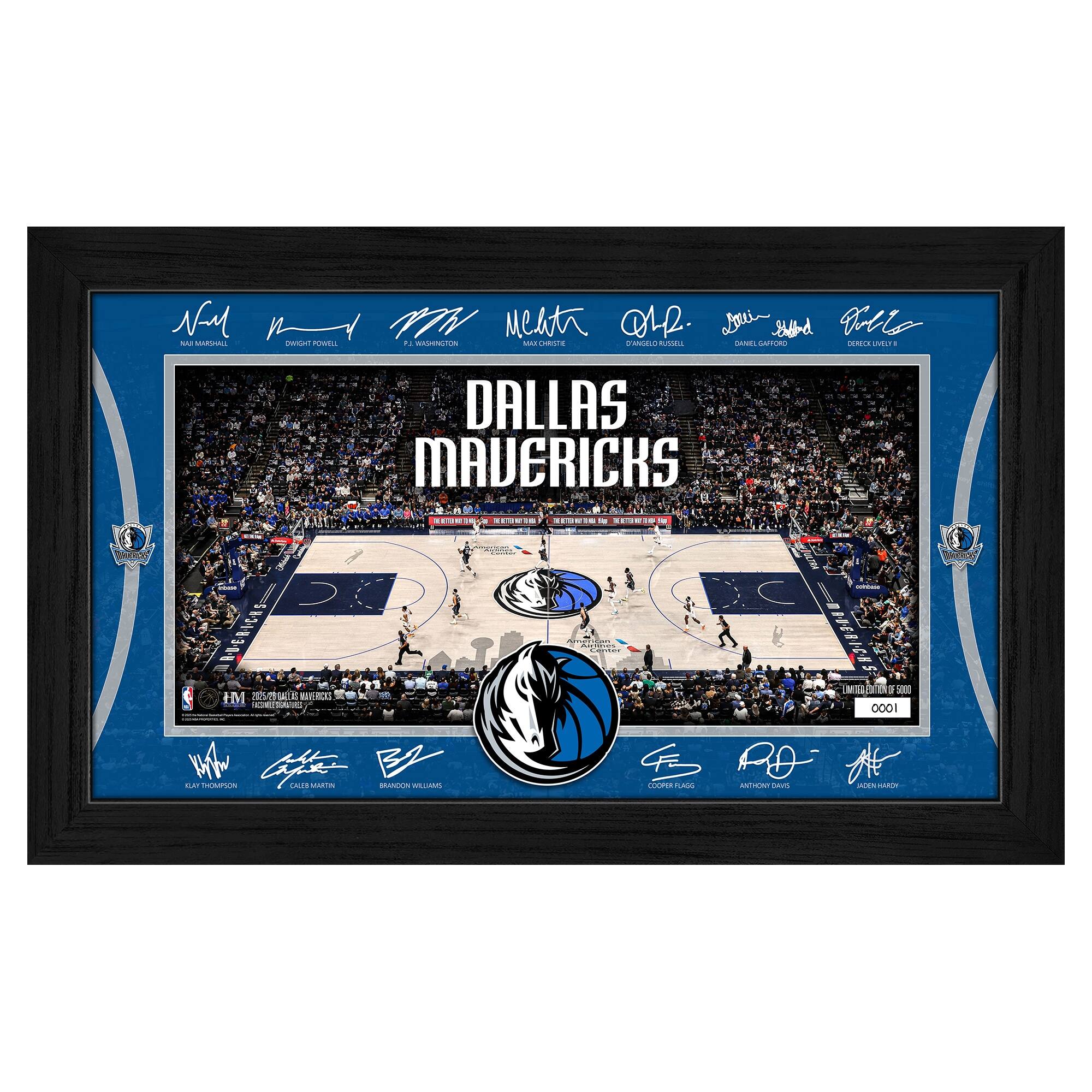 Dallas Mavericks 2025 Facsimile Signature Court Framed Picture
