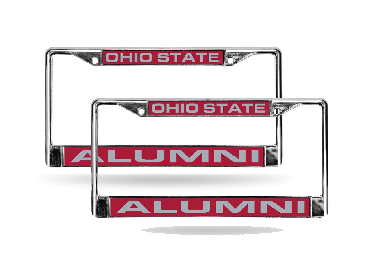 Ohio State Buckeyes Alumni Chrome Metal Laser Cut License Plate Frame - Set of 2