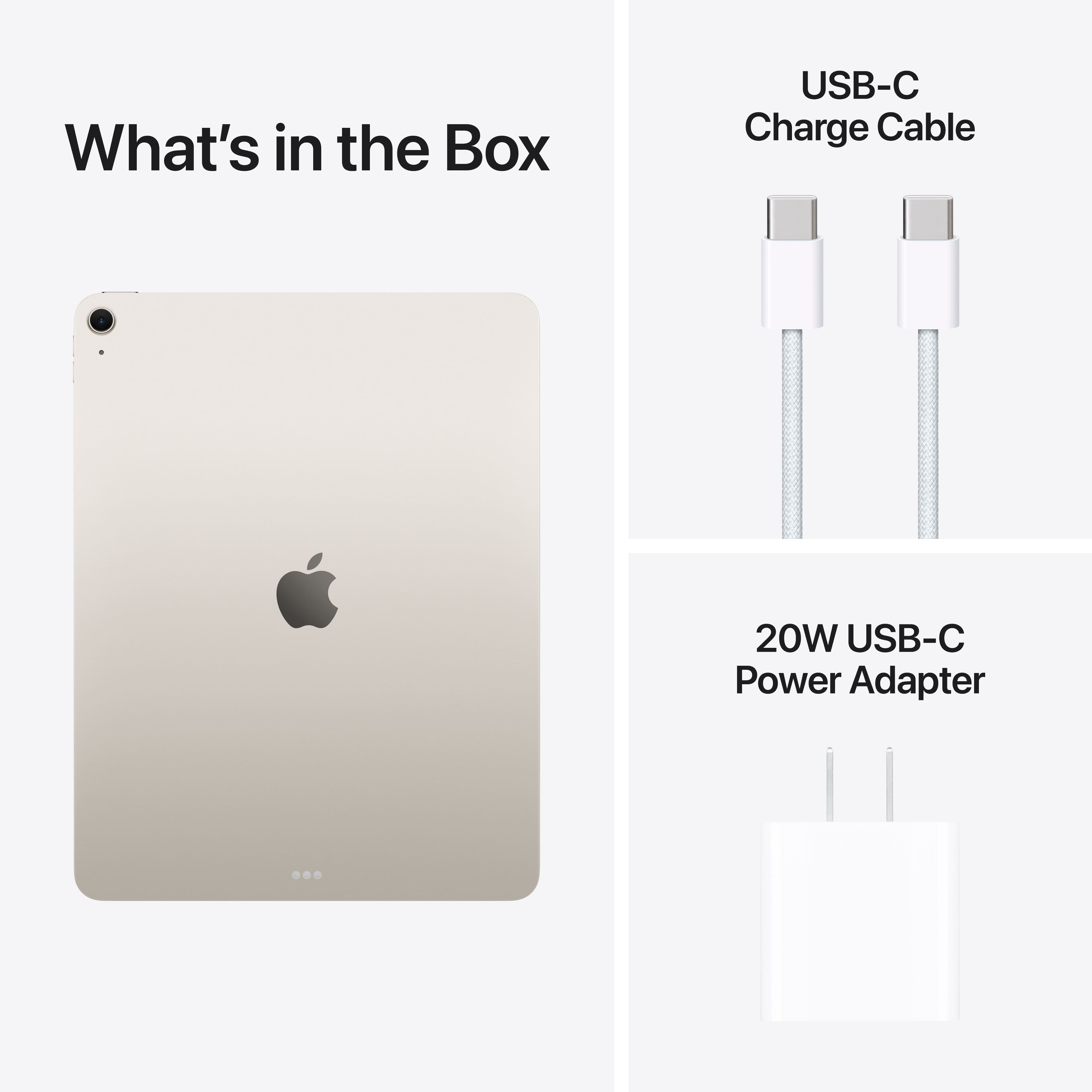 What's in the Box: USB-C Charge Cable and 20W USB-C Power Adapter