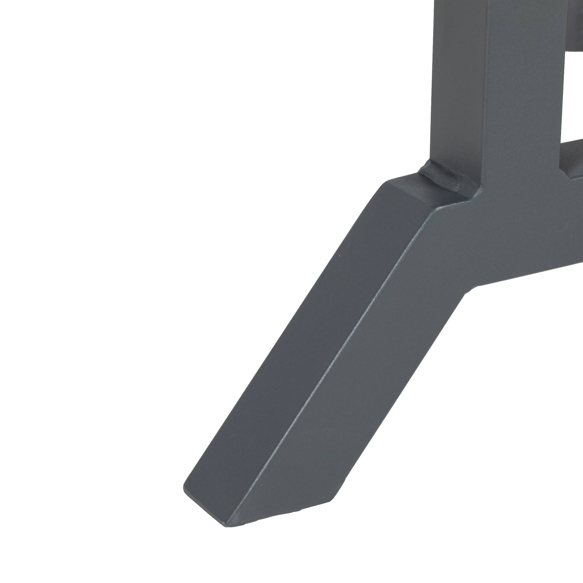 Alt View 7. Outsunny - Round Patio Table with Umbrella Hole, Outdoor Dining Table for 4 People, Aluminum Frame and Slatted HDPE Tabletop - Dark Gray.