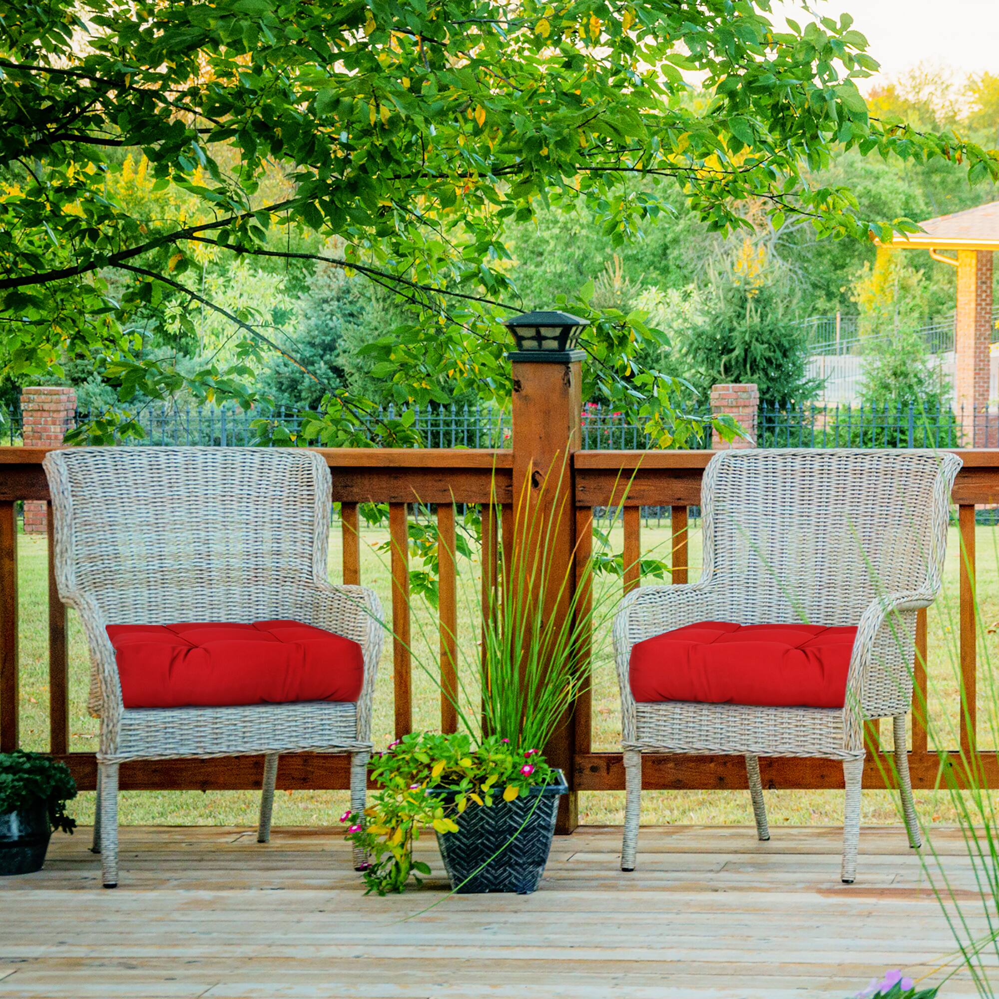 Alt View 3. Costway - Costway 2 PCS 21" x  21" Patio Chair Seat Cushion Pads Indoor/Outdoor - Red.