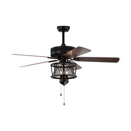 Costway - 50'' Ceiling Fan with Lights Reversible Blades w/ Pull Chain Control Living Room - Black