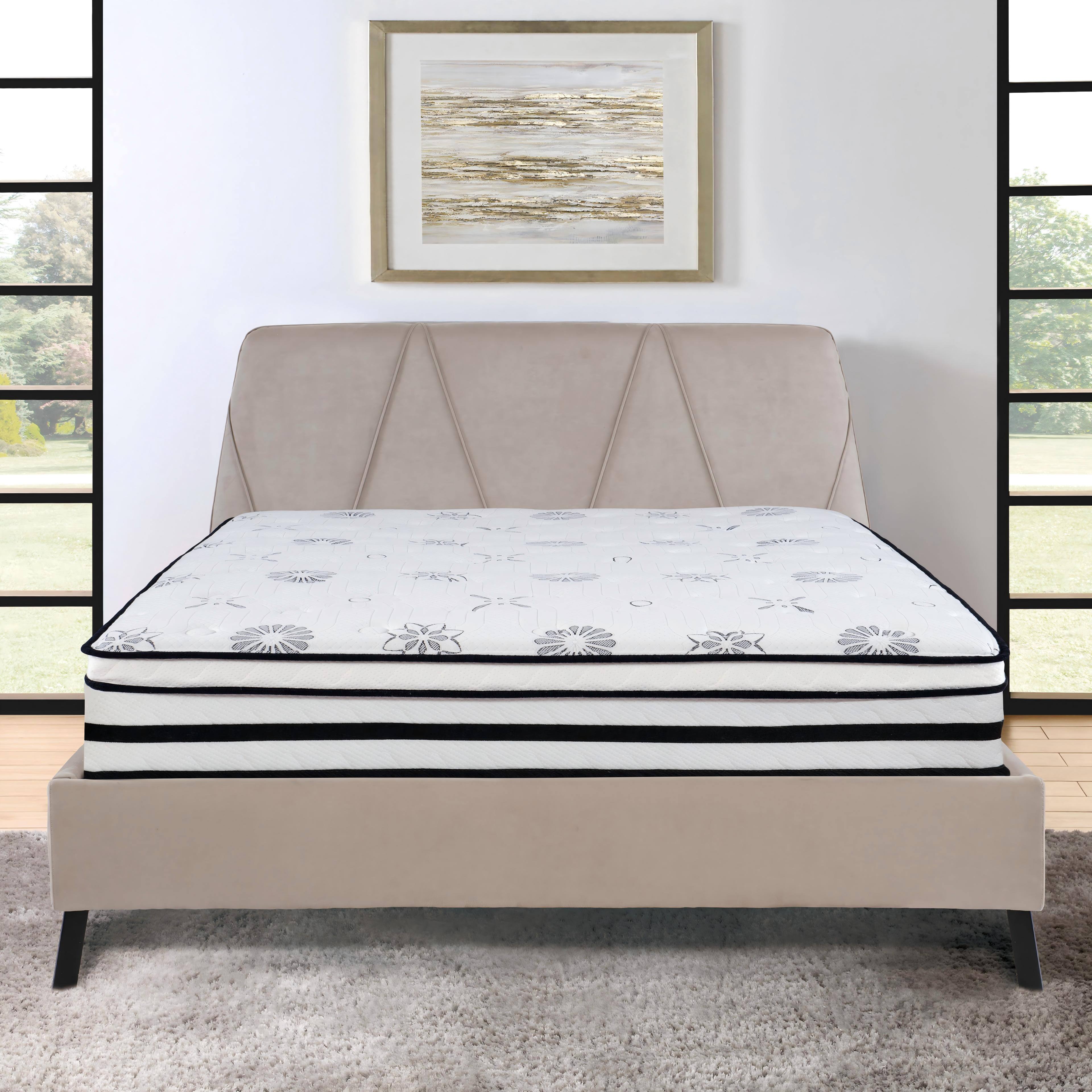 Alt View 1. Glintex - 12" Eastern King Hybrid Memory Foam Mattress, Quilted Cover, Plush Comfort, Motion Isolation - White.