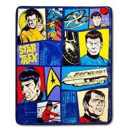 Silver Buffalo - Star Trek: The Animated Series Comic Panel Throw Blanket | 50 x 60 Inches - Blue