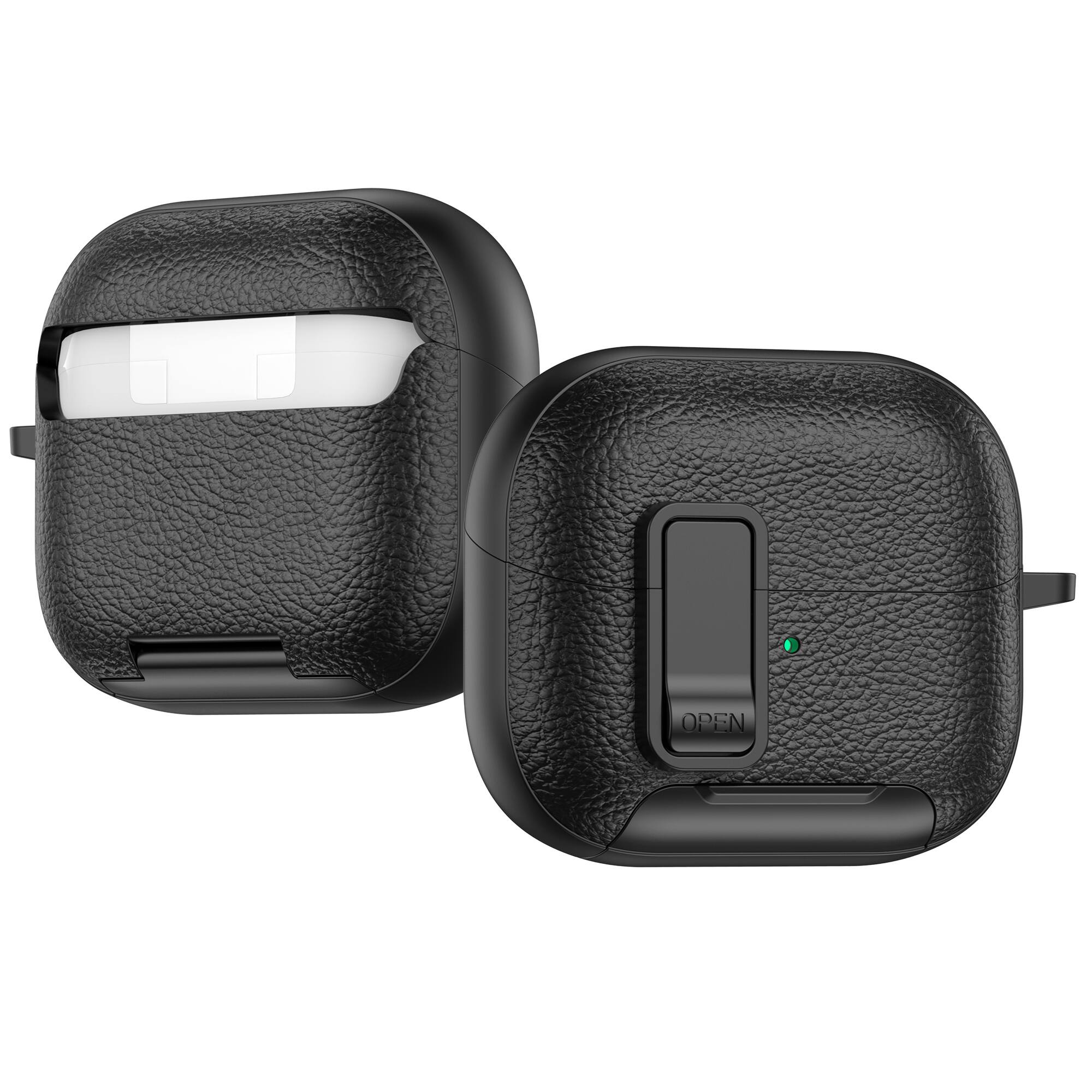 Left. Dteck - Case for Samsung Galaxy Buds 3/3 Pro/3 FE with Phone Holder & Keychain,Leather Texture Earbuds Cover for Man Women - Pink.