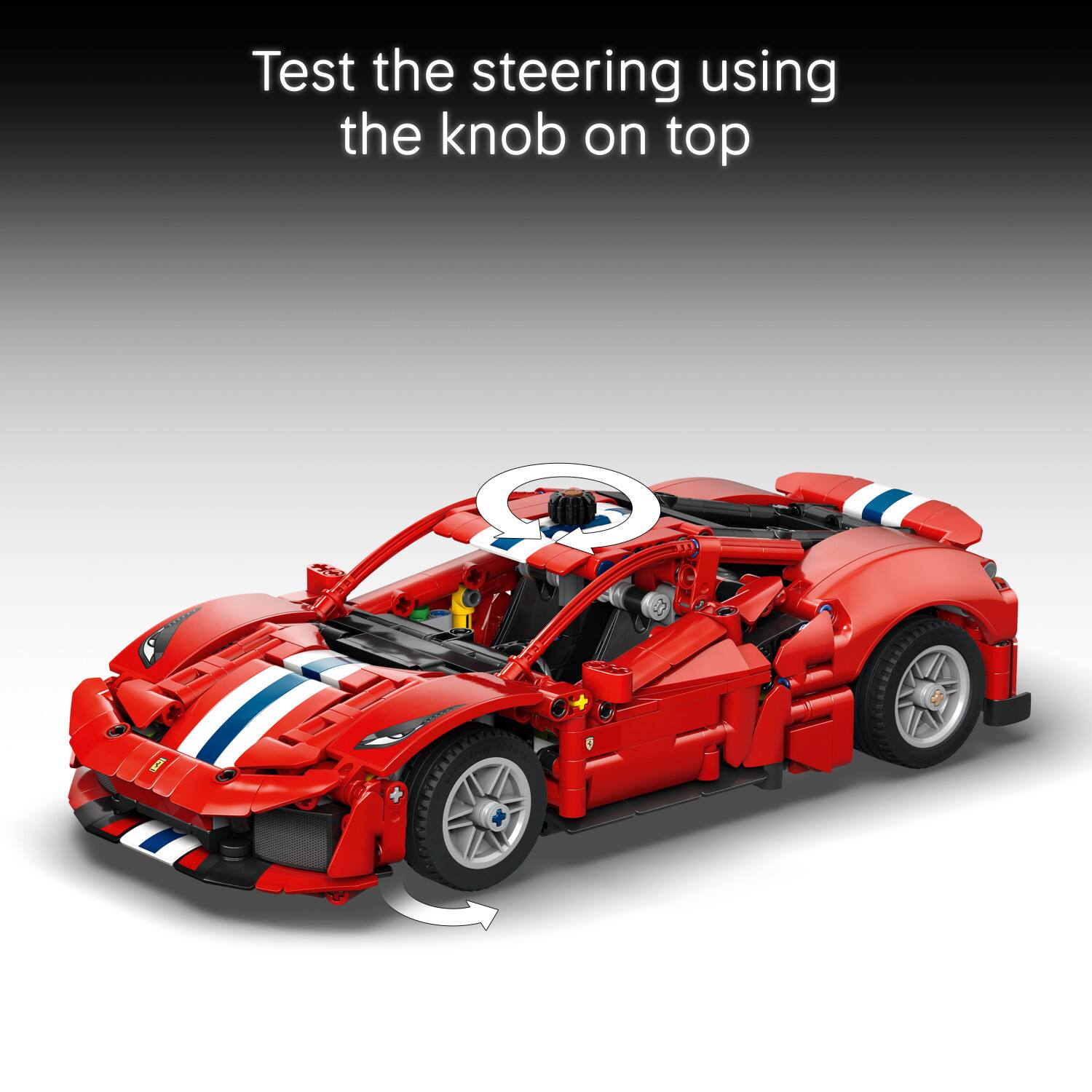 Test the steering using the knob on top