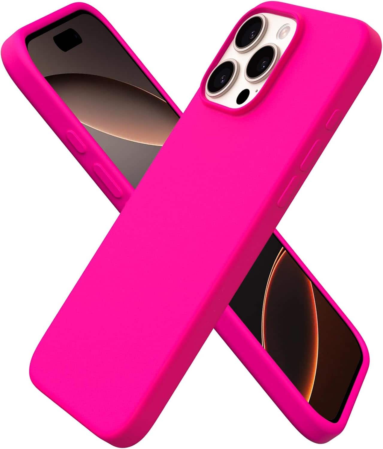 Front. Ornarto - ORNARTO Designed for iPhone 16 Pro Case 6.3", Liquid Silicone 3 Layers Full Covered Protective Cover-Hot Pink - Hot Pink.