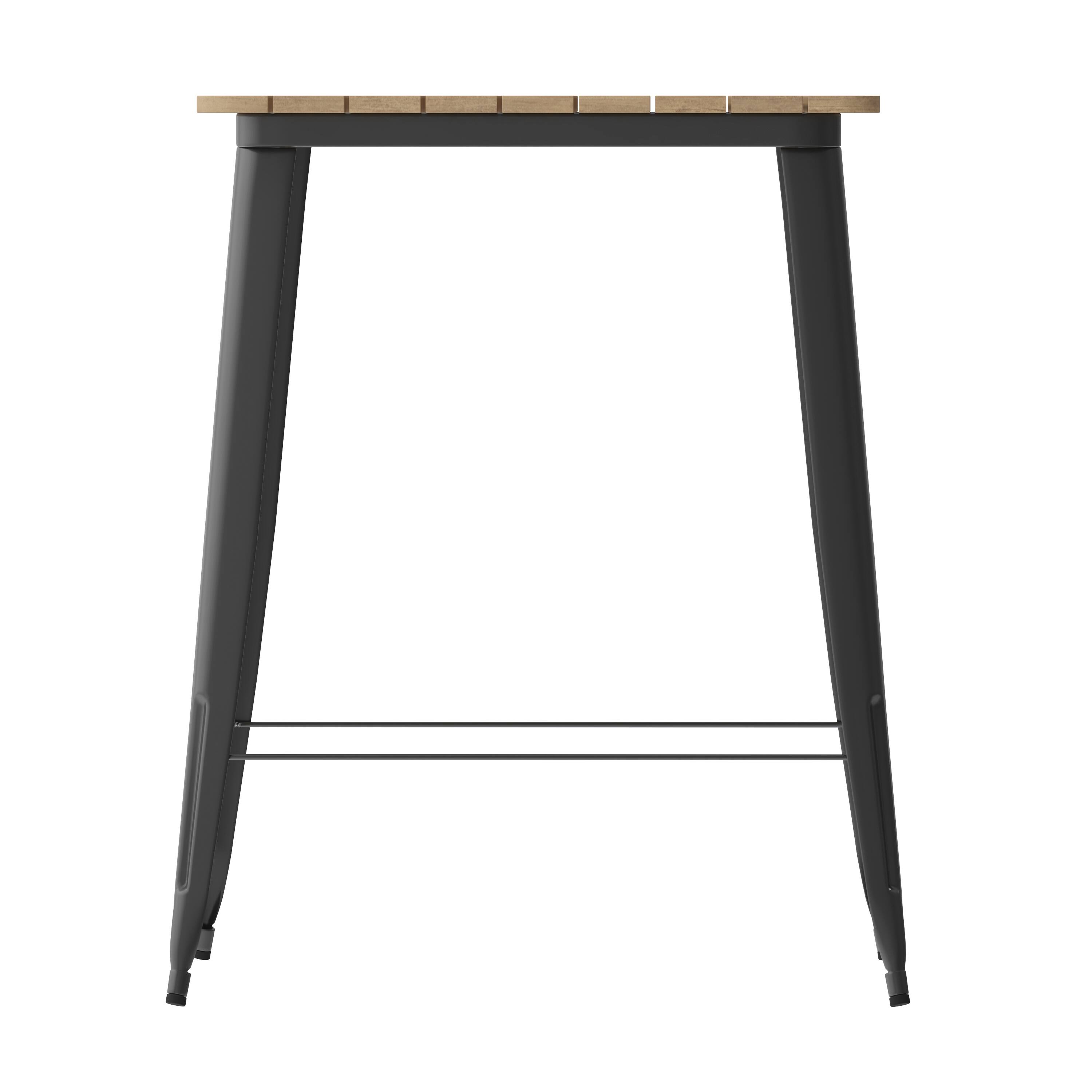 Alt View 7. Emma + Oliver - Drew Indoor/Outdoor Bar Top Table, 31.5" Square All Weather Poly Resin Top with Steel base - Brown Top/Black Frame.